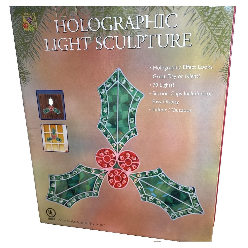 2002 Holographic Light Sculpture Door Hanger Christmas Works!